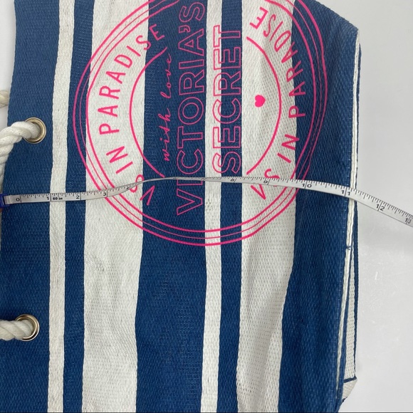 Victoria’s Secret VS in Paradise Blue Striped Tote Beach Bag - Picture 12 of 13